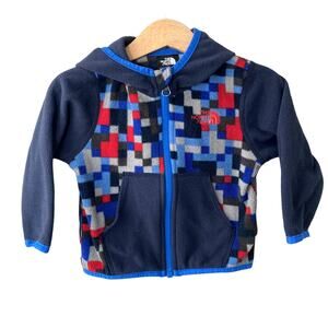 The North Face Infant Glacier Full Zip Hoodie - Blue Grey Red Geometric - 6-12M